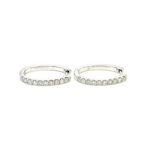 14k White Gold Huggies Earrings with 20 Round Diamonds